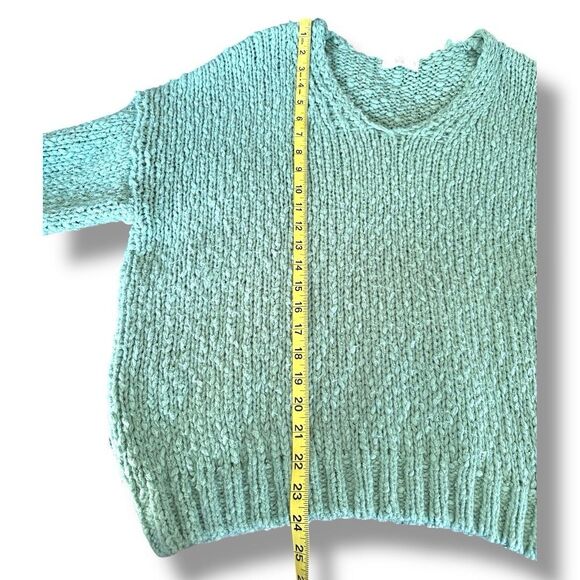 Talulah Women’s Oversized Knit 3D Floral Teal Sweater Size Small Boho Cottage - Picture 6 of 7
